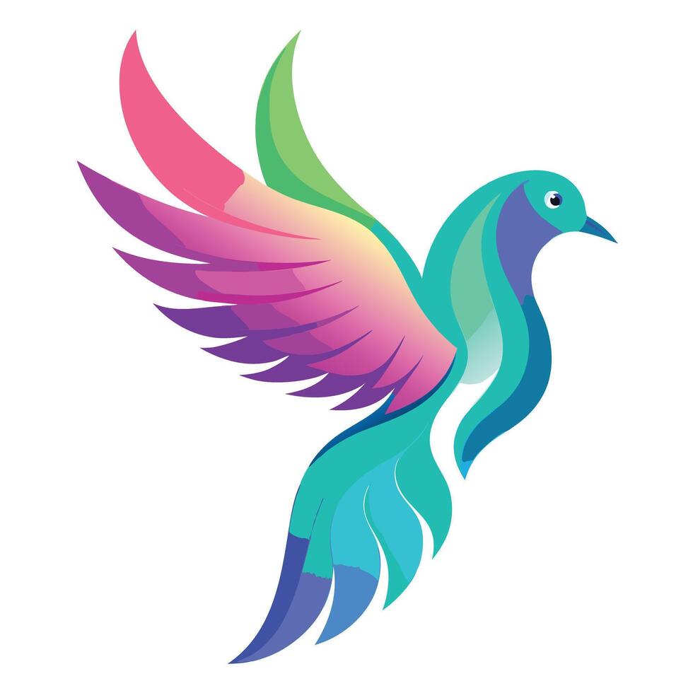 Colorful Geometric Bird Flying Illustration vector
