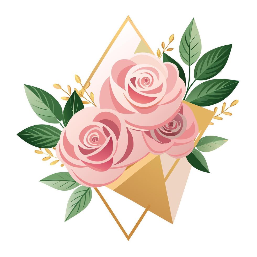 Geometric Roses Flower Design Element vector