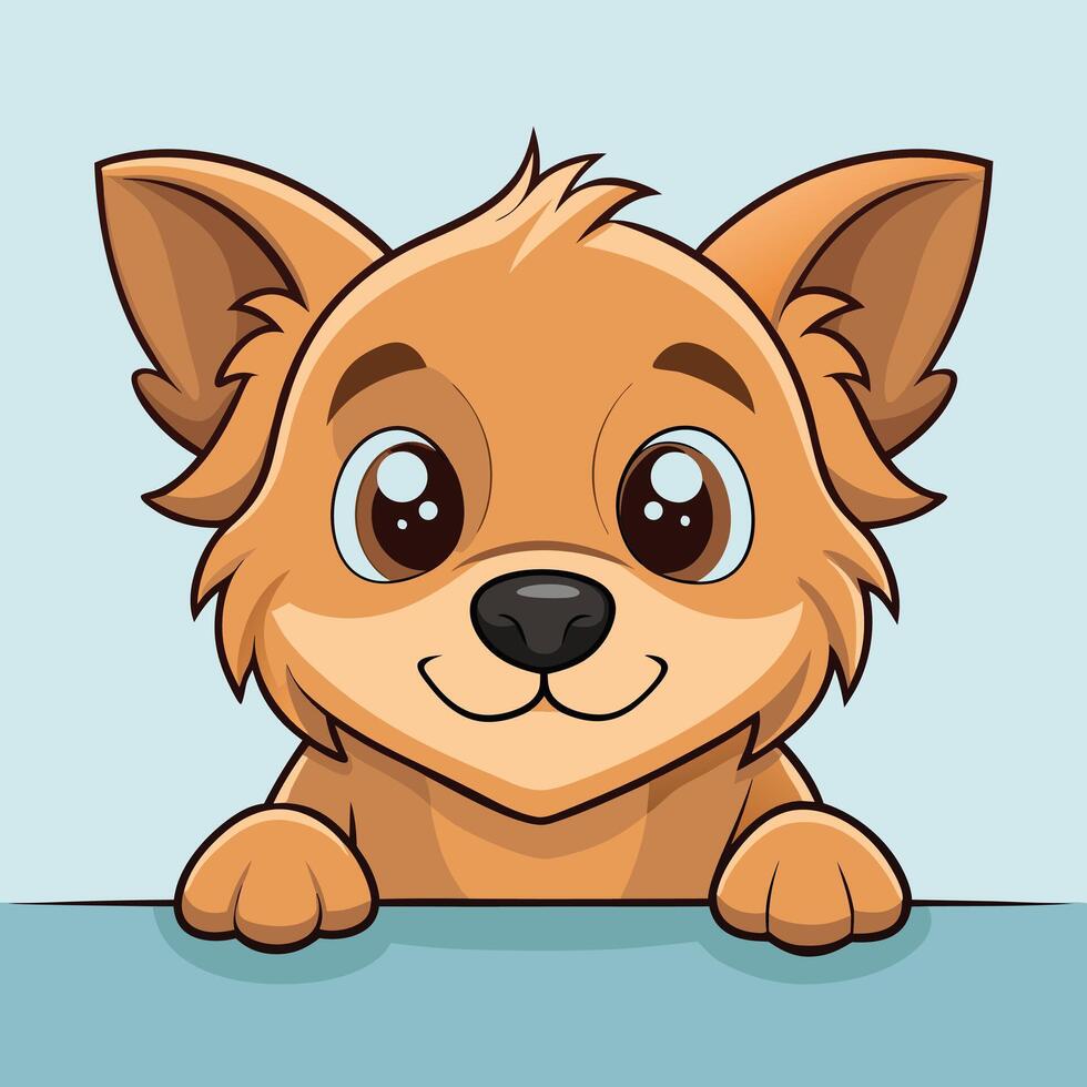 Cute Cartoon Dog Peeking Over Edge vector