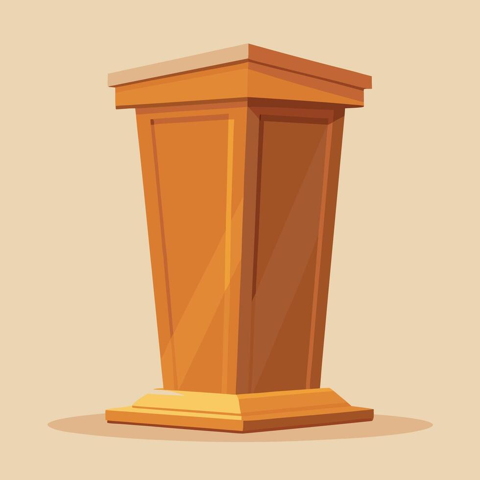 Brown Wooden Podium Isolated On Background vector
