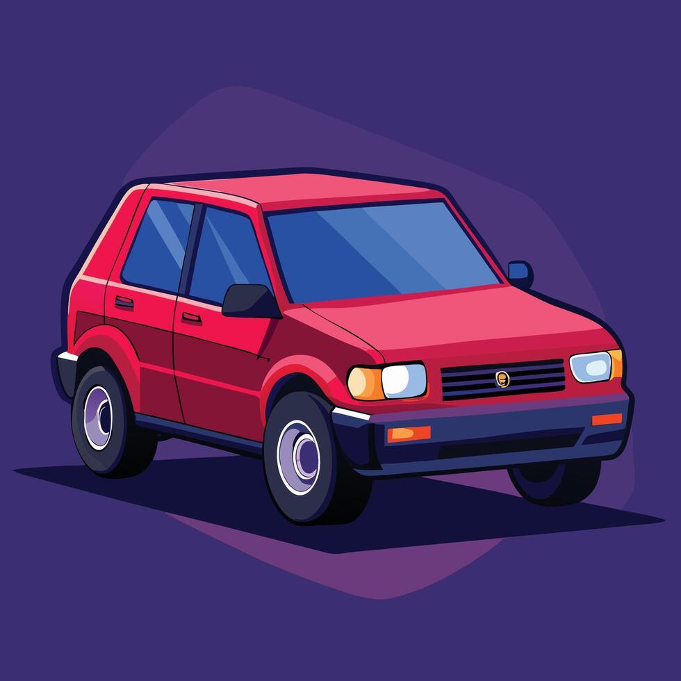 Red 90S Car Illustration Design vector