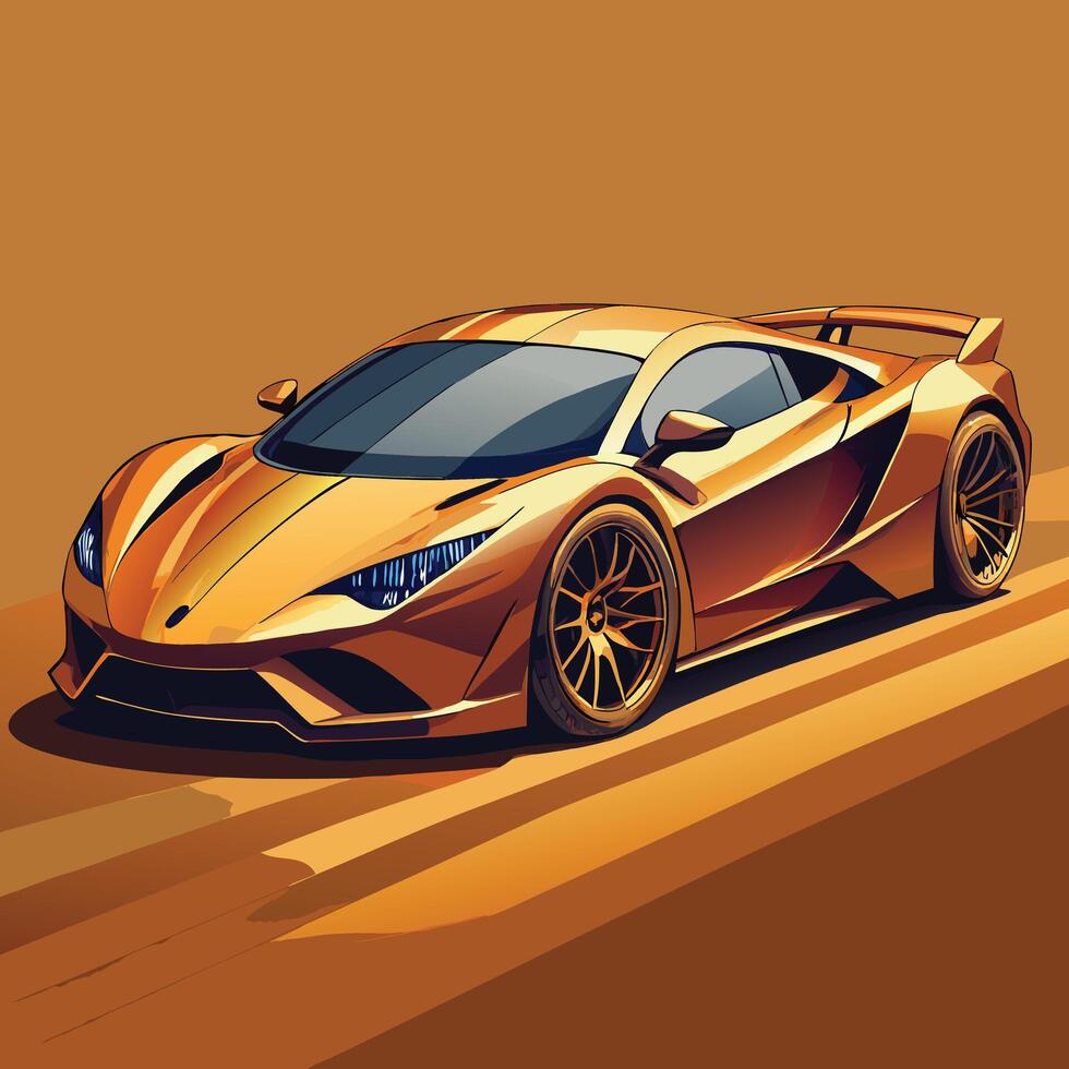 Elegant Golden Sport Car Illustration vector