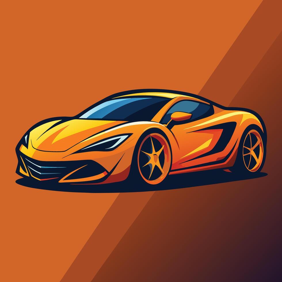Orange Sports Car Illustration Graphic vector