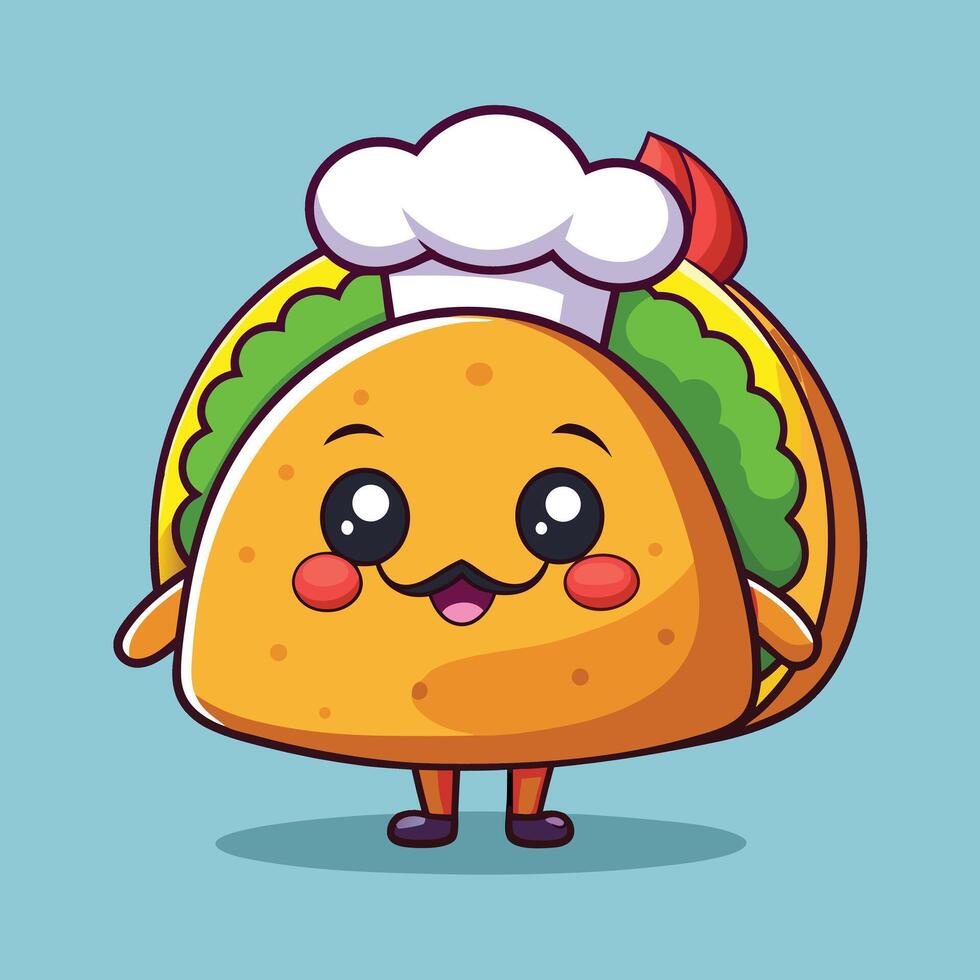Cute Cartoon Taco Chef Illustration vector