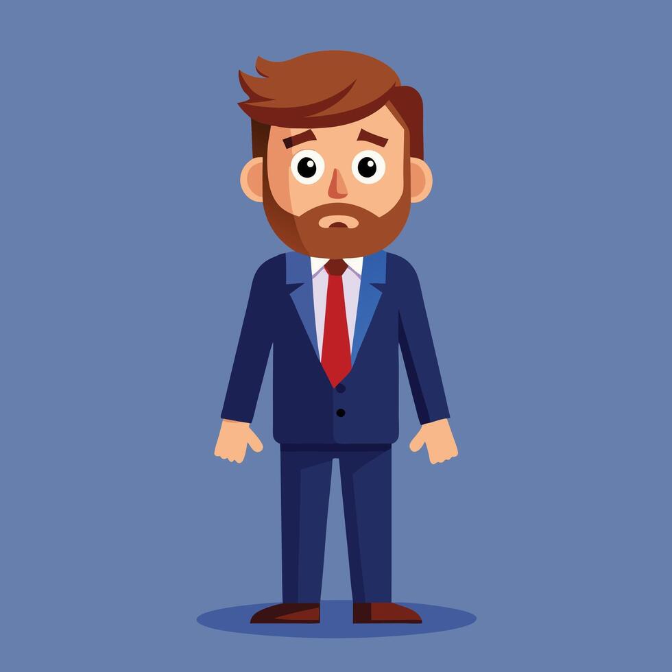 Sad Businessman Cartoon Character Flat Design vector