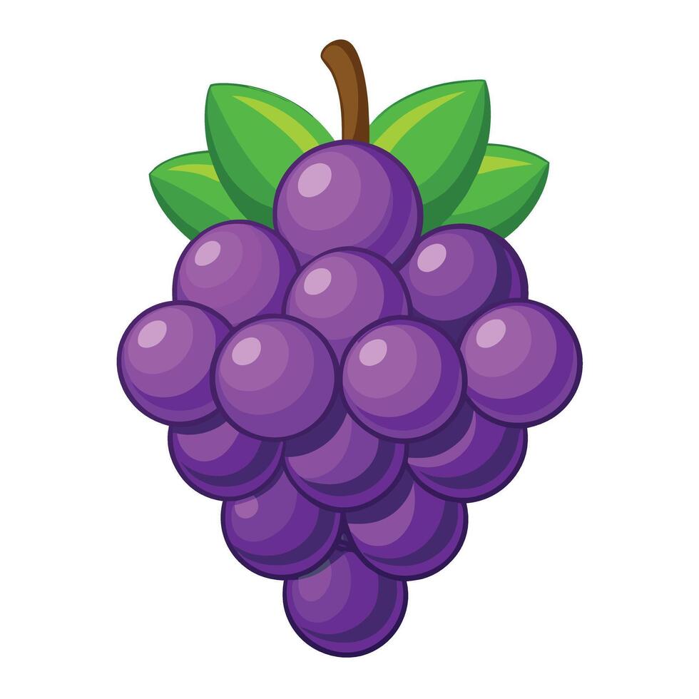 Cartoon Bunch Of Grapes With Leaves vector