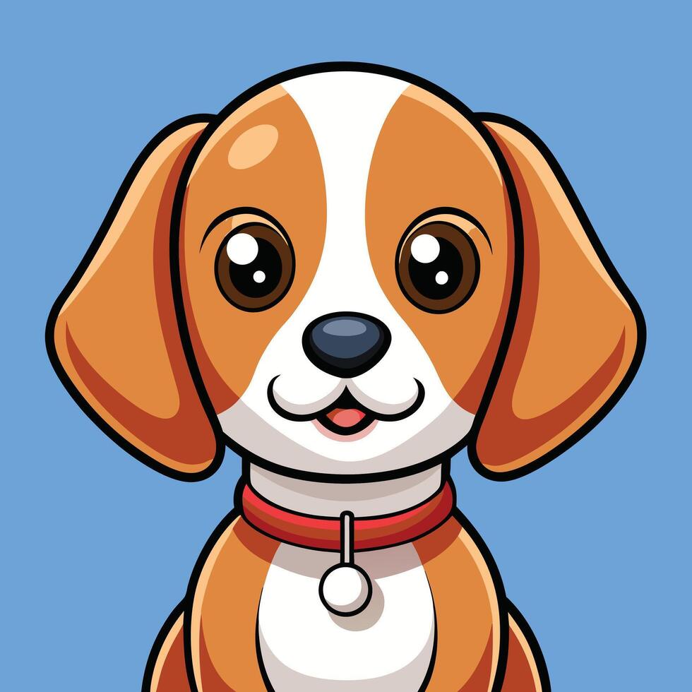 Cartoon Beagle Dog Portrait On Blue vector