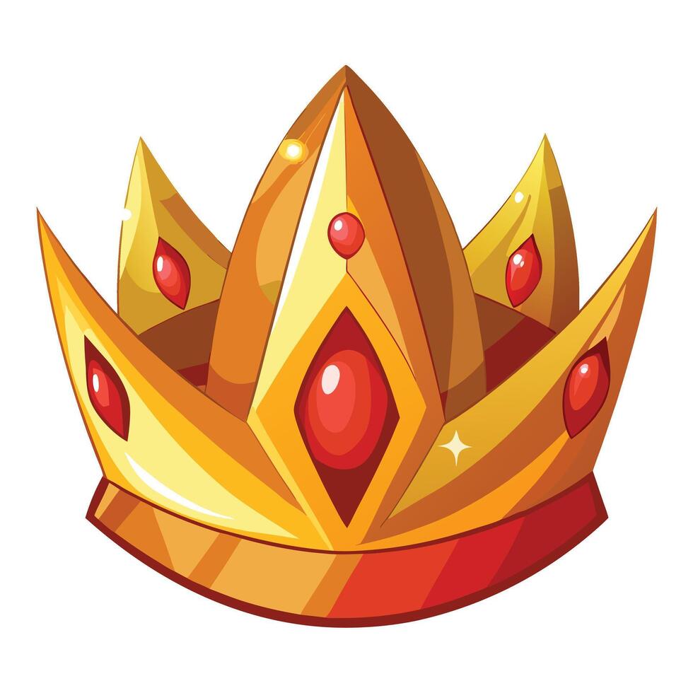 Cartoon Golden Crown With Red Gems vector