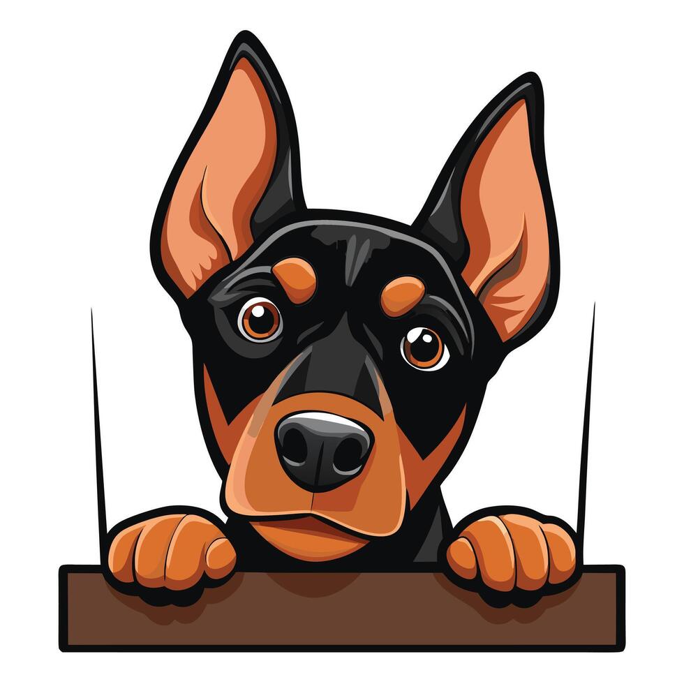 Cartoon Cute Doberman Pinscher Puppy Portrait vector