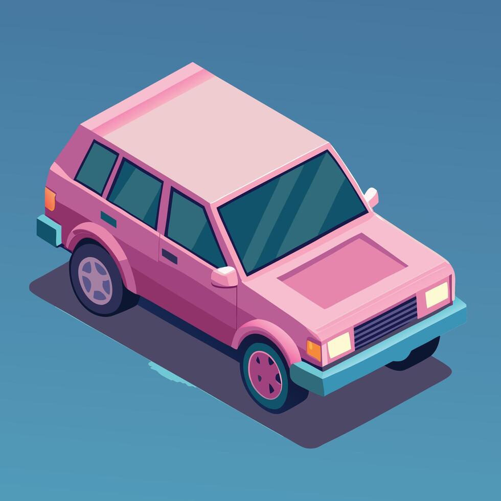 Pink Isometric Car Illustration Design vector