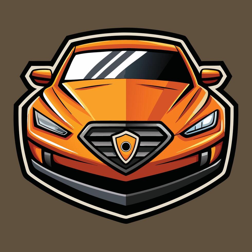 Front View Orange Car Cartoon Style vector