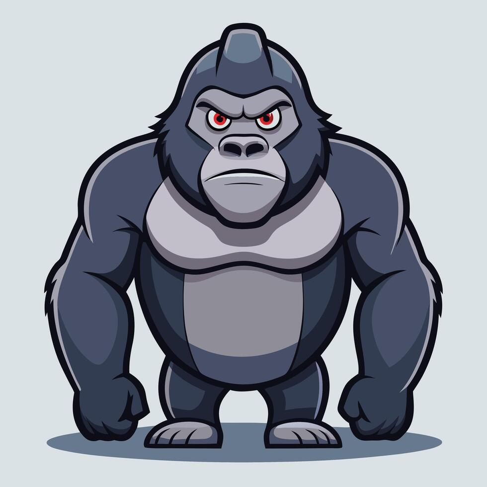 Cartoon Gorilla Mascot With Red Eyes vector