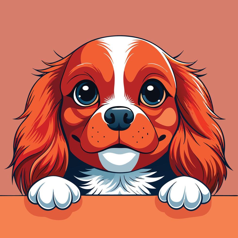 Adorable Cavalier King Charles Spaniel Portrait vector