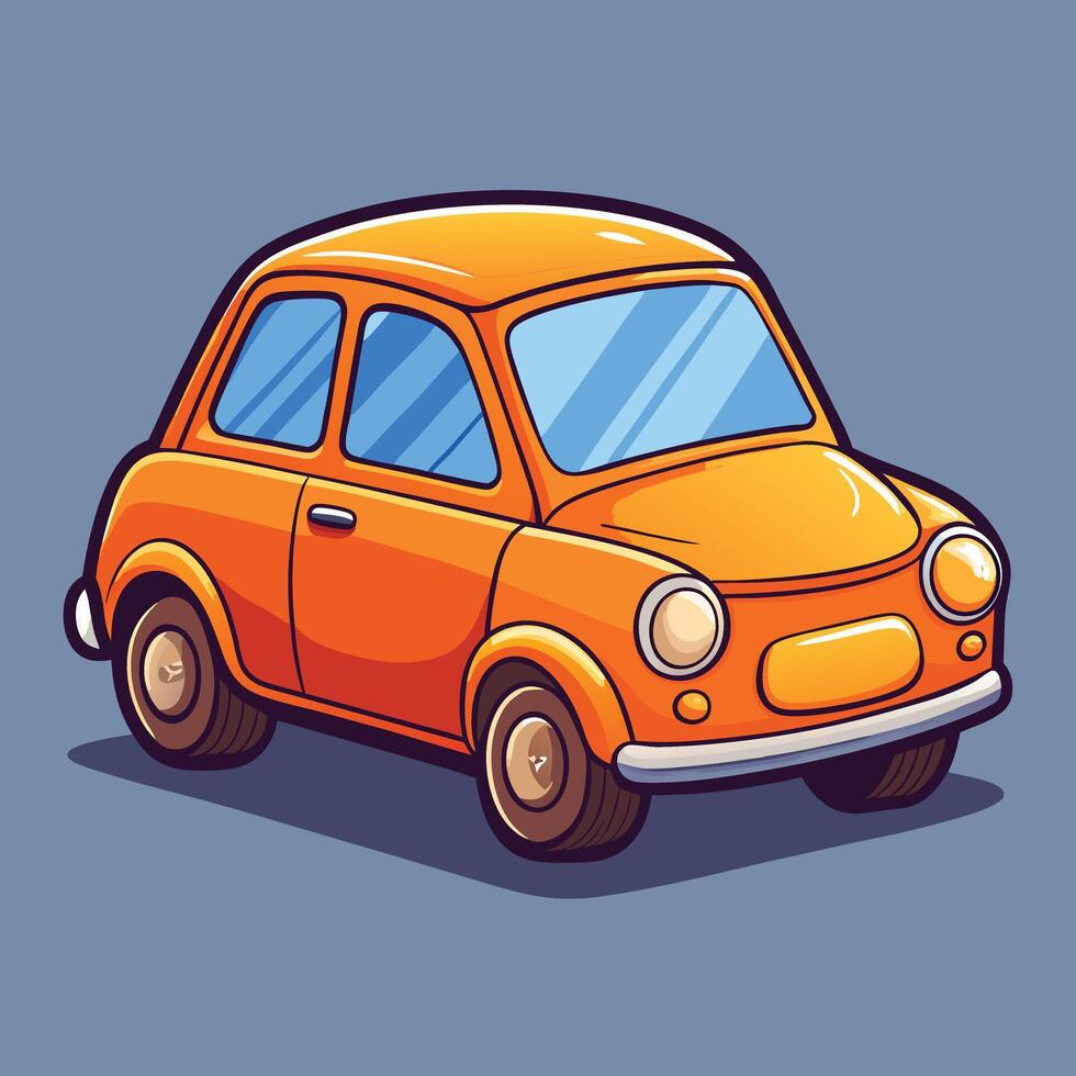 Orange Cartoon Car On Gray Background vector