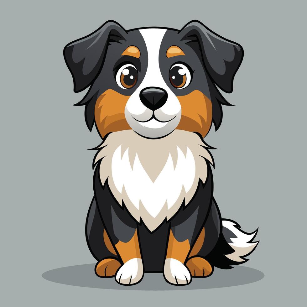 Cartoon Cute Australian Shepherd Dog Sitting vector