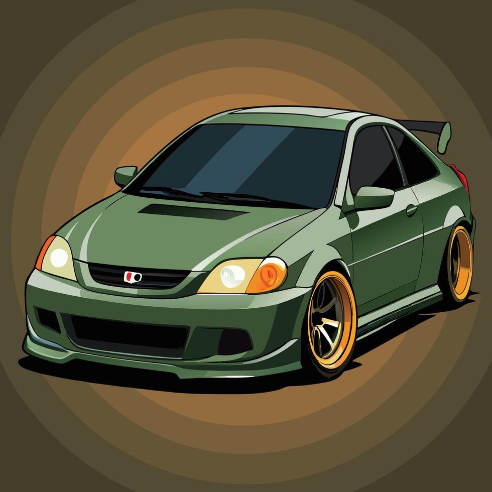 Green Tuned Sports Car Illustration vector