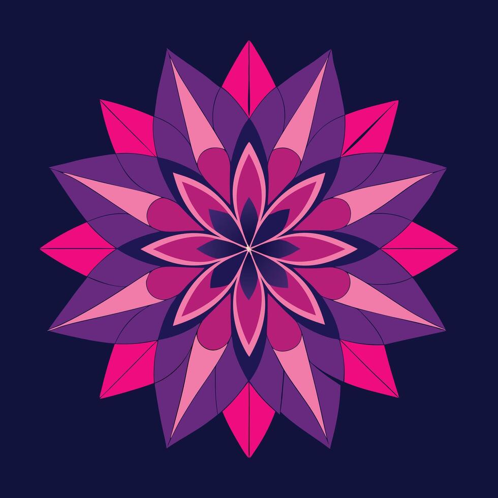 Geometric Flower Shape On Dark Background vector