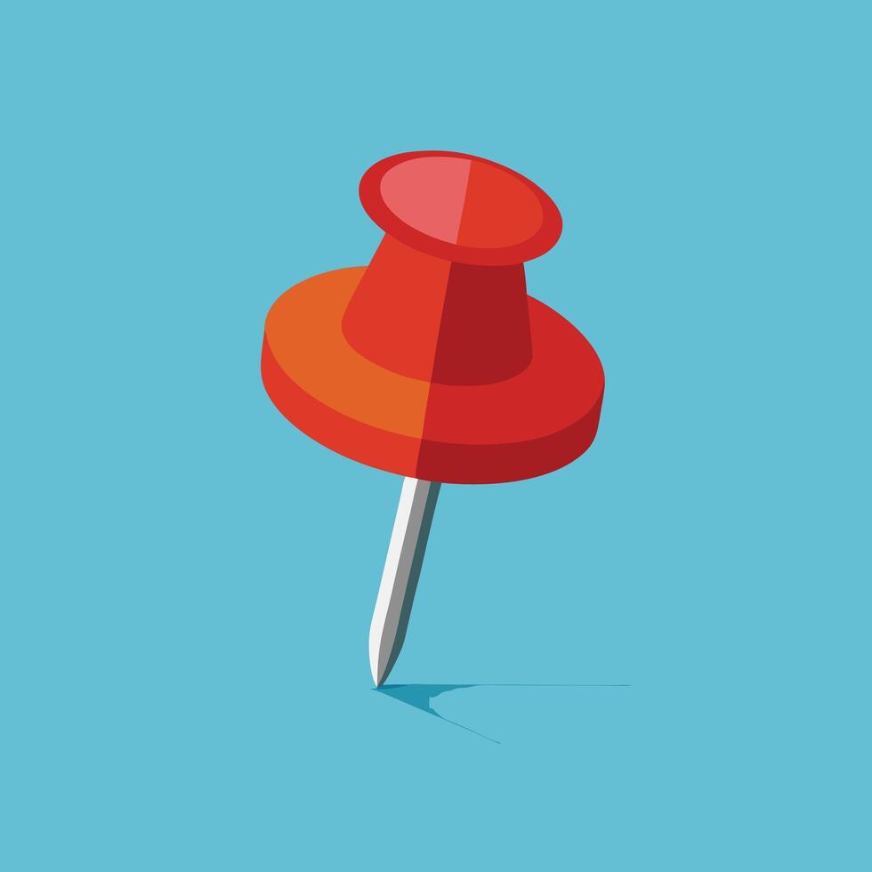 Red Push Pin On Blue Background vector