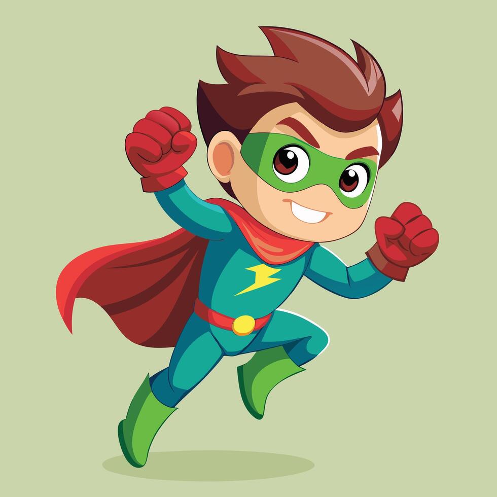 Cartoon Superhero Flying Character Illustration vector