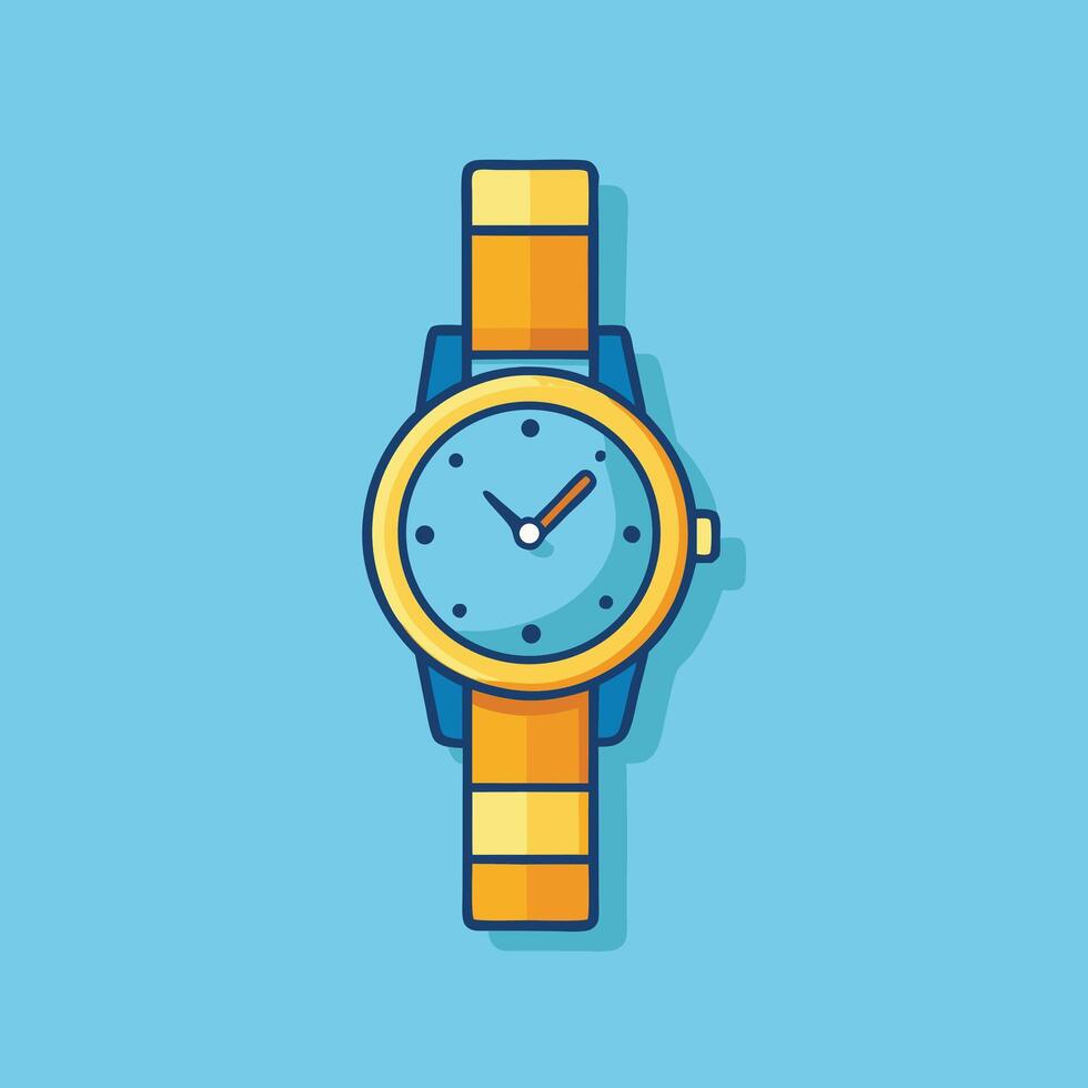 Stylish Wristwatch Illustration With Blue Background vector
