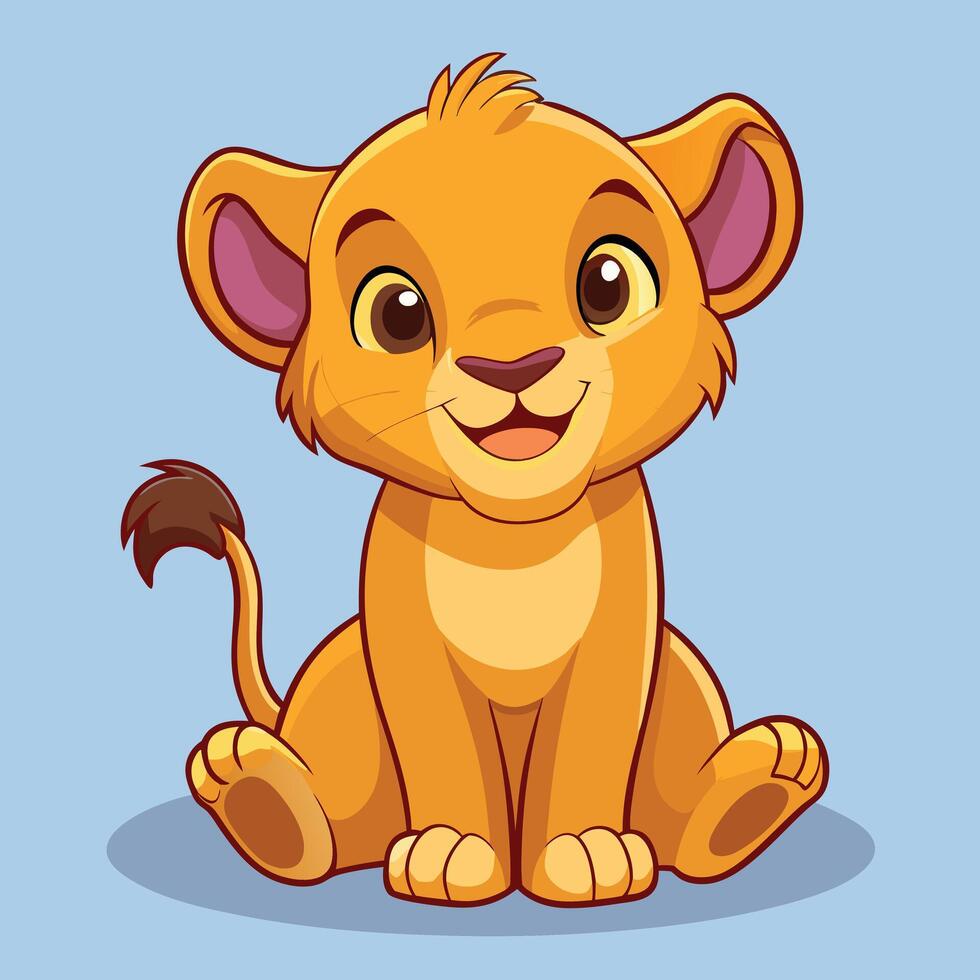 Cute Lion Cub Cartoon Character Sitting vector