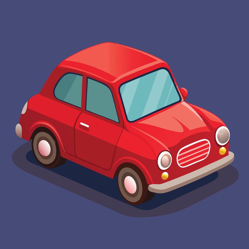 Isometric Illustration Of A Red Retro Car vector