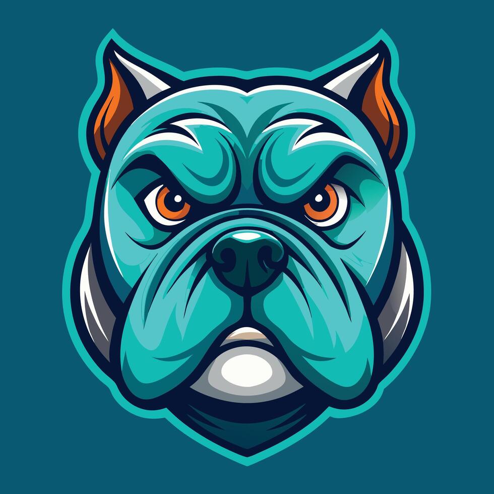 Illustration Of Teal Angry Pitbull Head vector