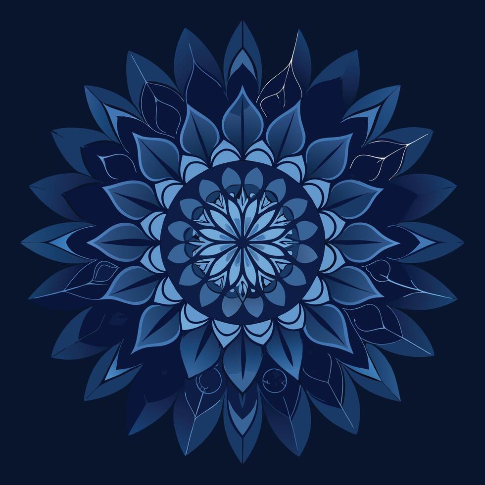 Blue Floral Mandala Geometric Pattern Design vector