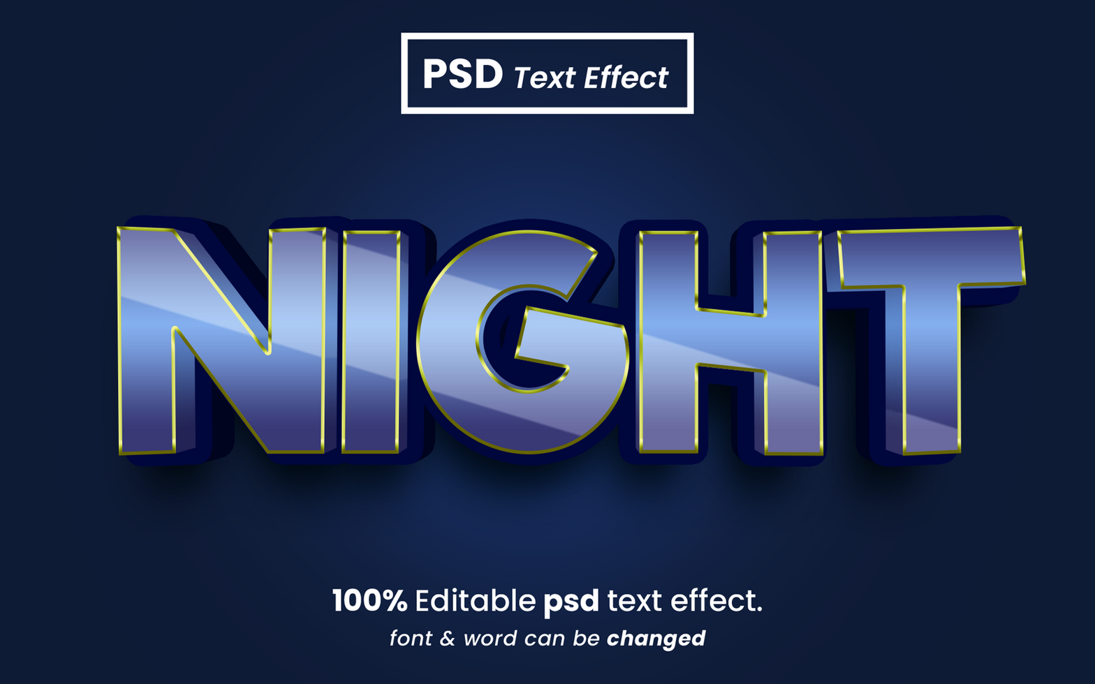 Blue Night 3D Text Effect psd