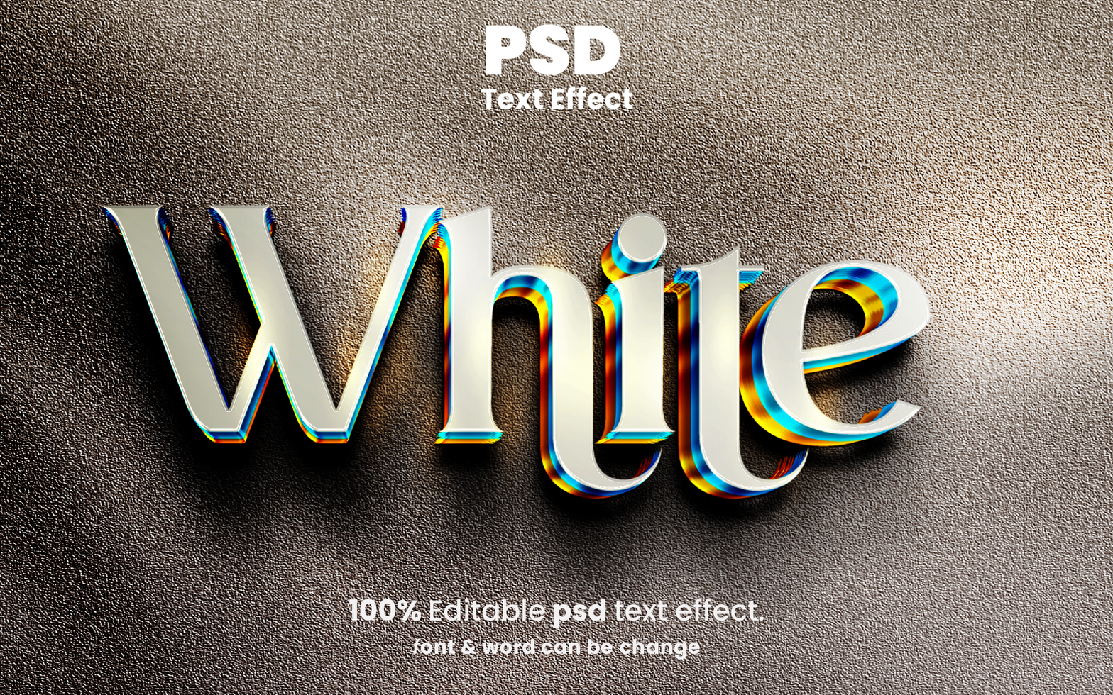 White 3D Text Effect psd
