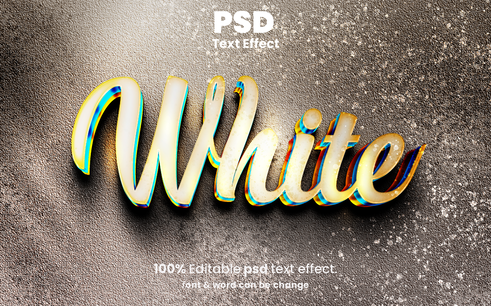 White Glossy Text Effect psd