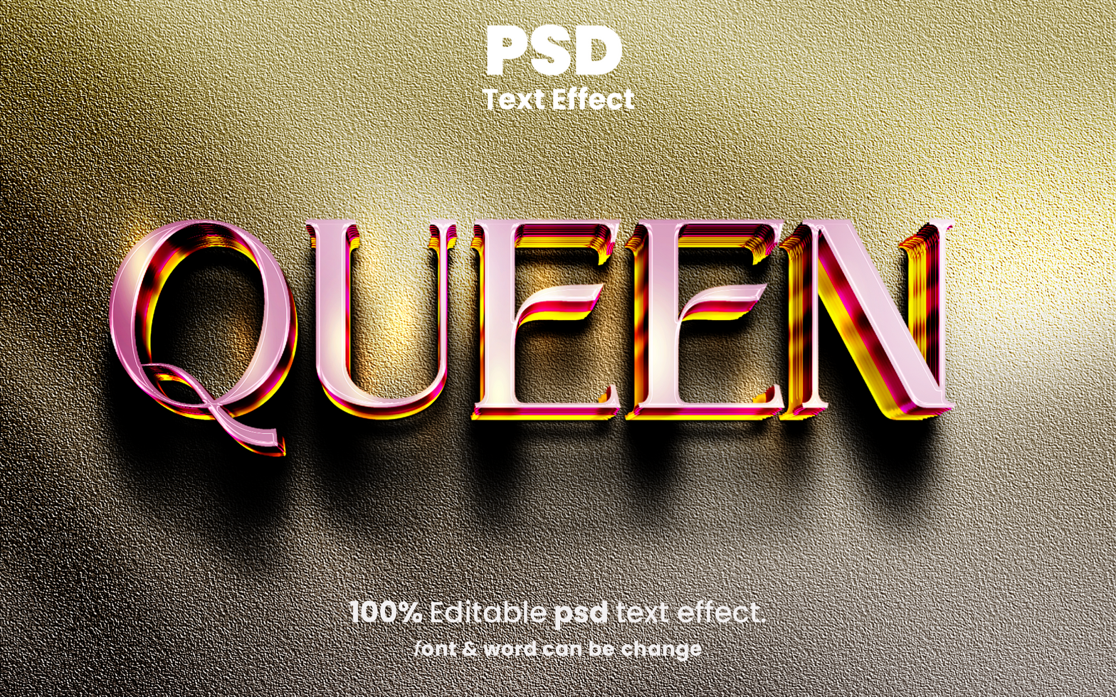 Queen 3D Text Effect psd