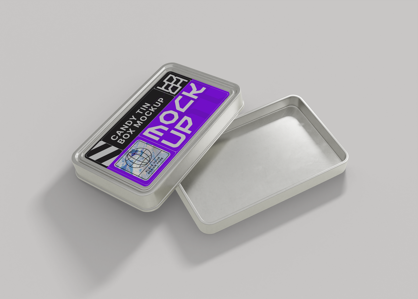 Tin Candy Box Mockup for Logo and Label Presentation psd