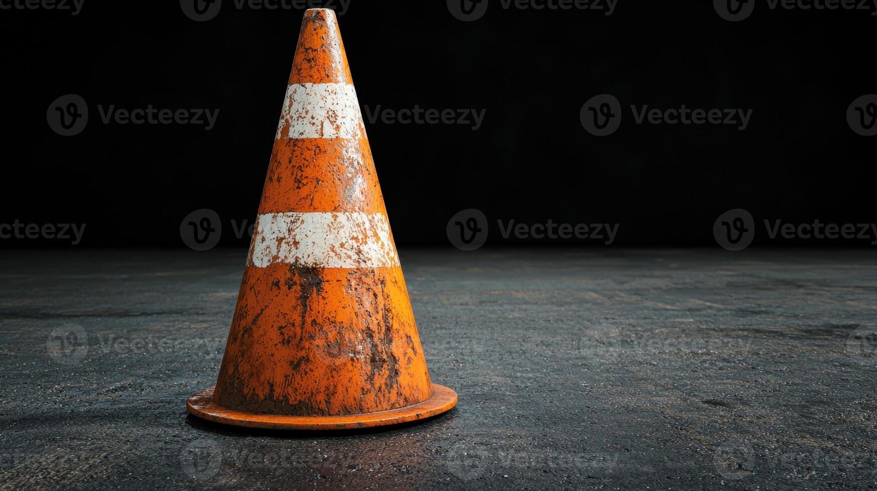 Orange traffic cone on asphalt surface photo