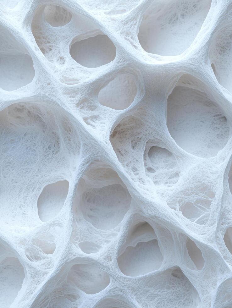 Abstract white porous structure with holes and intricate details photo