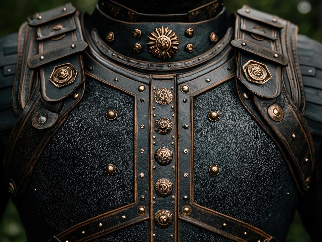 Detailed view of ornate medieval armor photo
