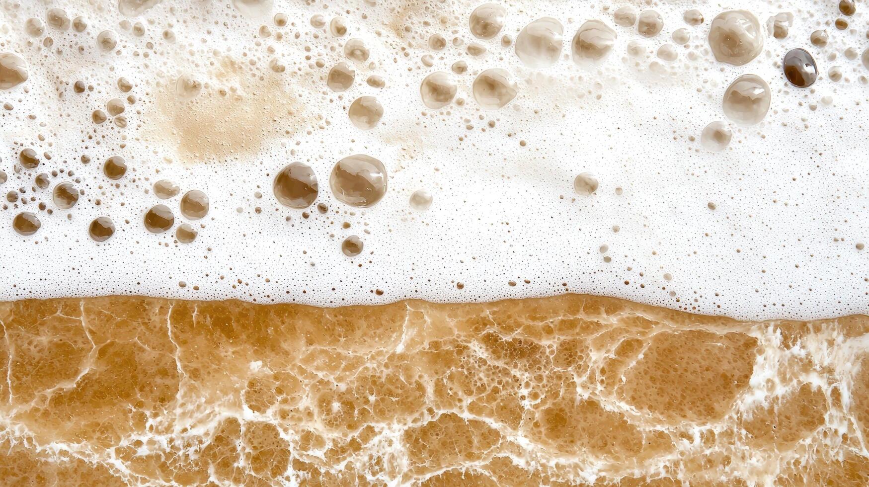 Close up of beer with foam and bubbles photo