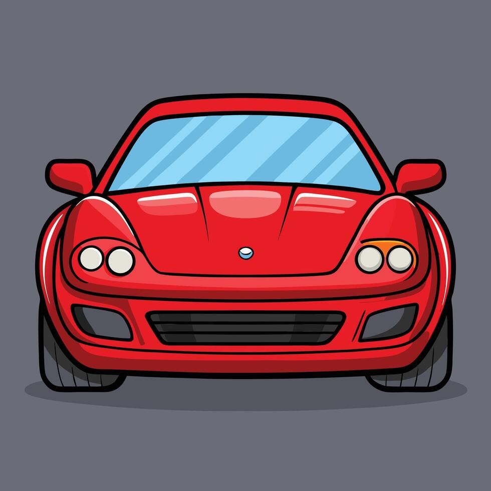 Red Sports Car Front Cartoon Style vector