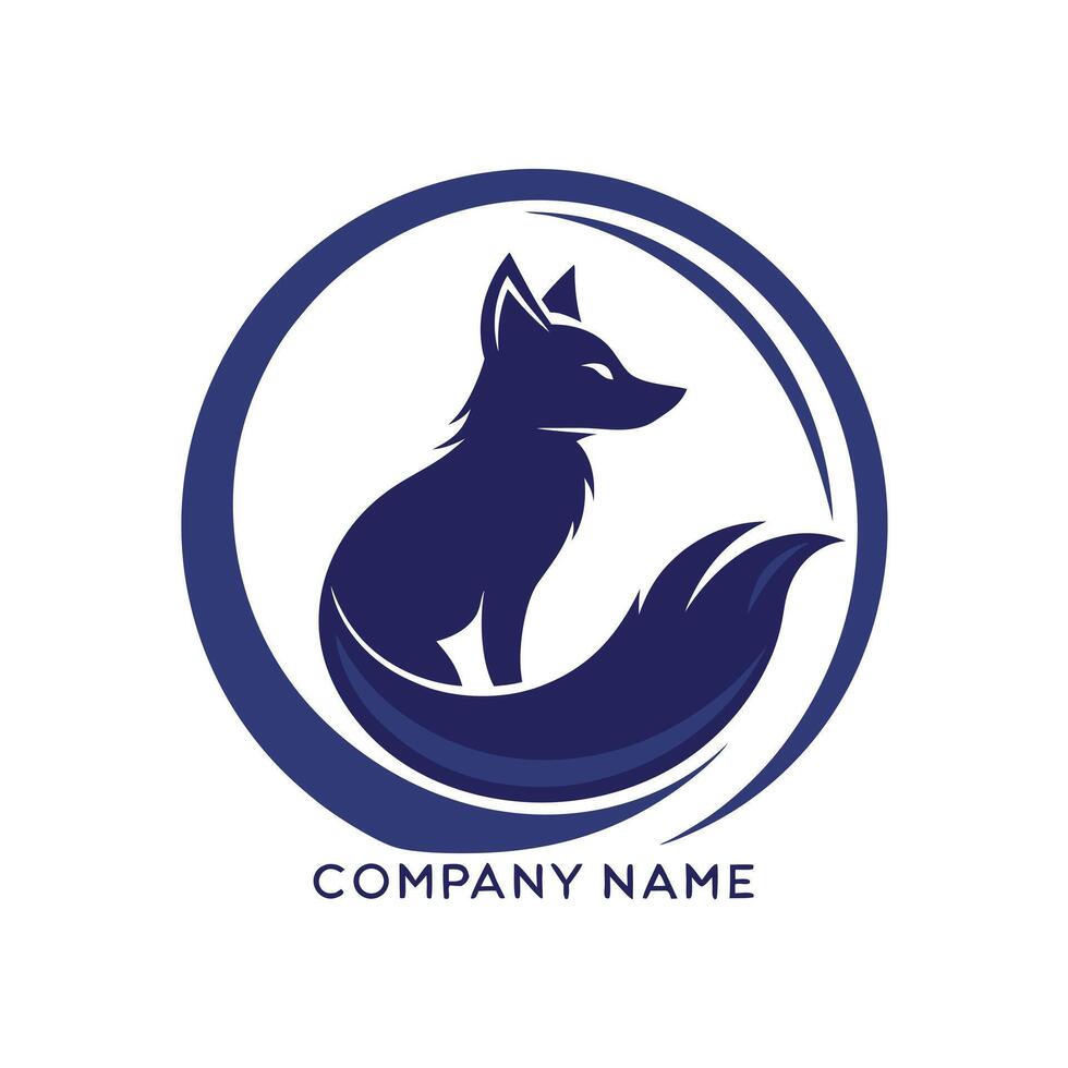 Circular Fox Logo Modern Simple Design vector
