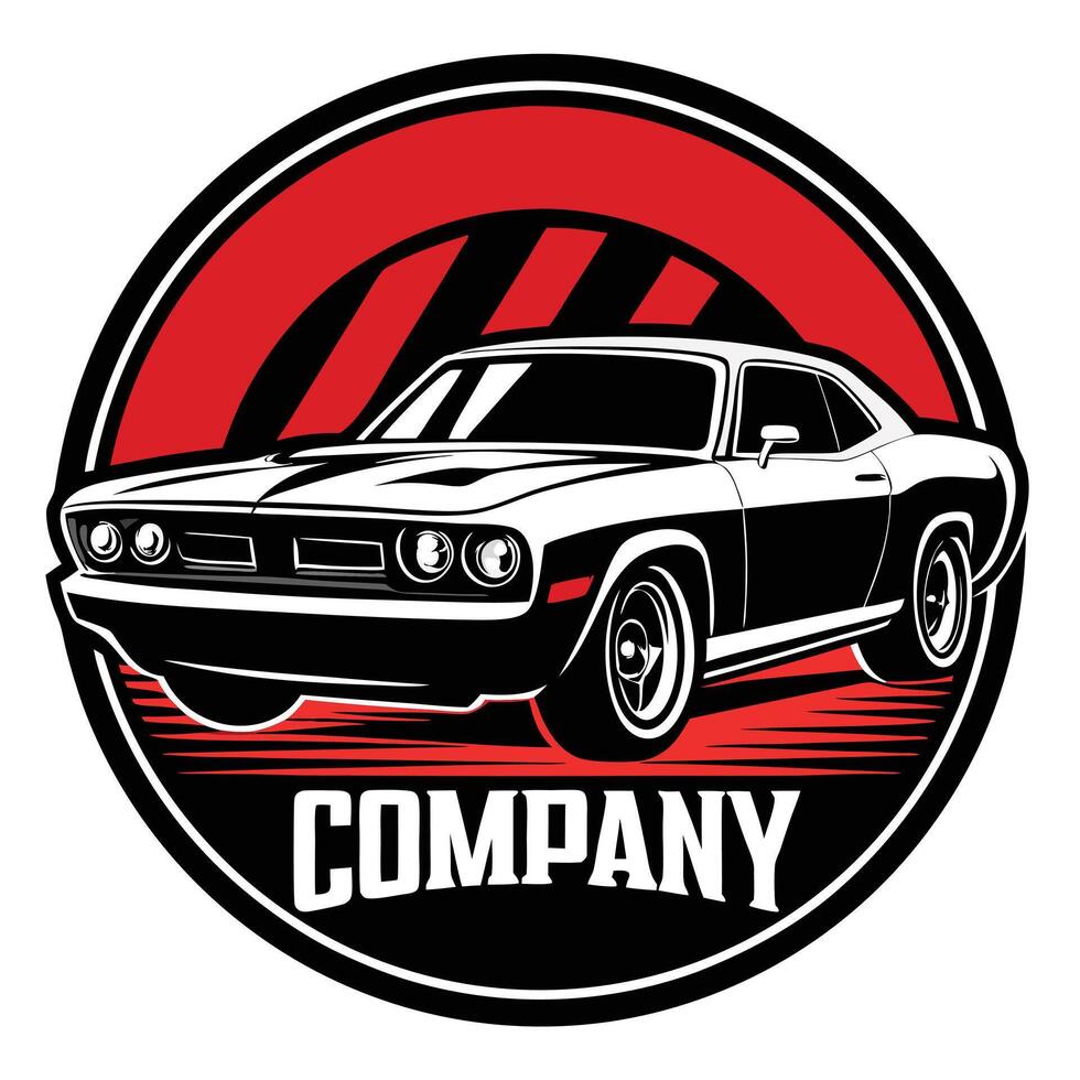 Classic Muscle Car Logo Design Template vector