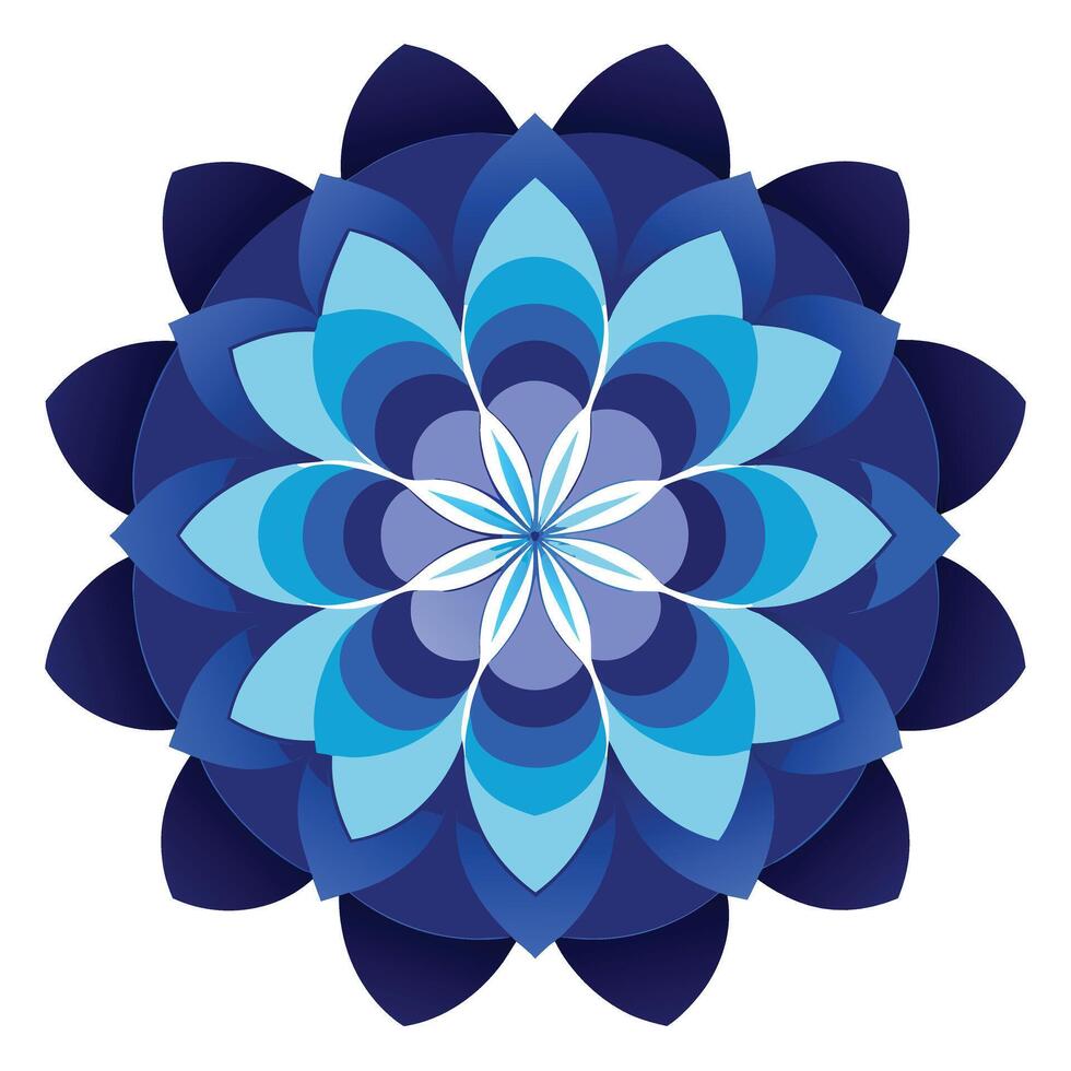 Abstract Geometric Floral Design In Blues vector