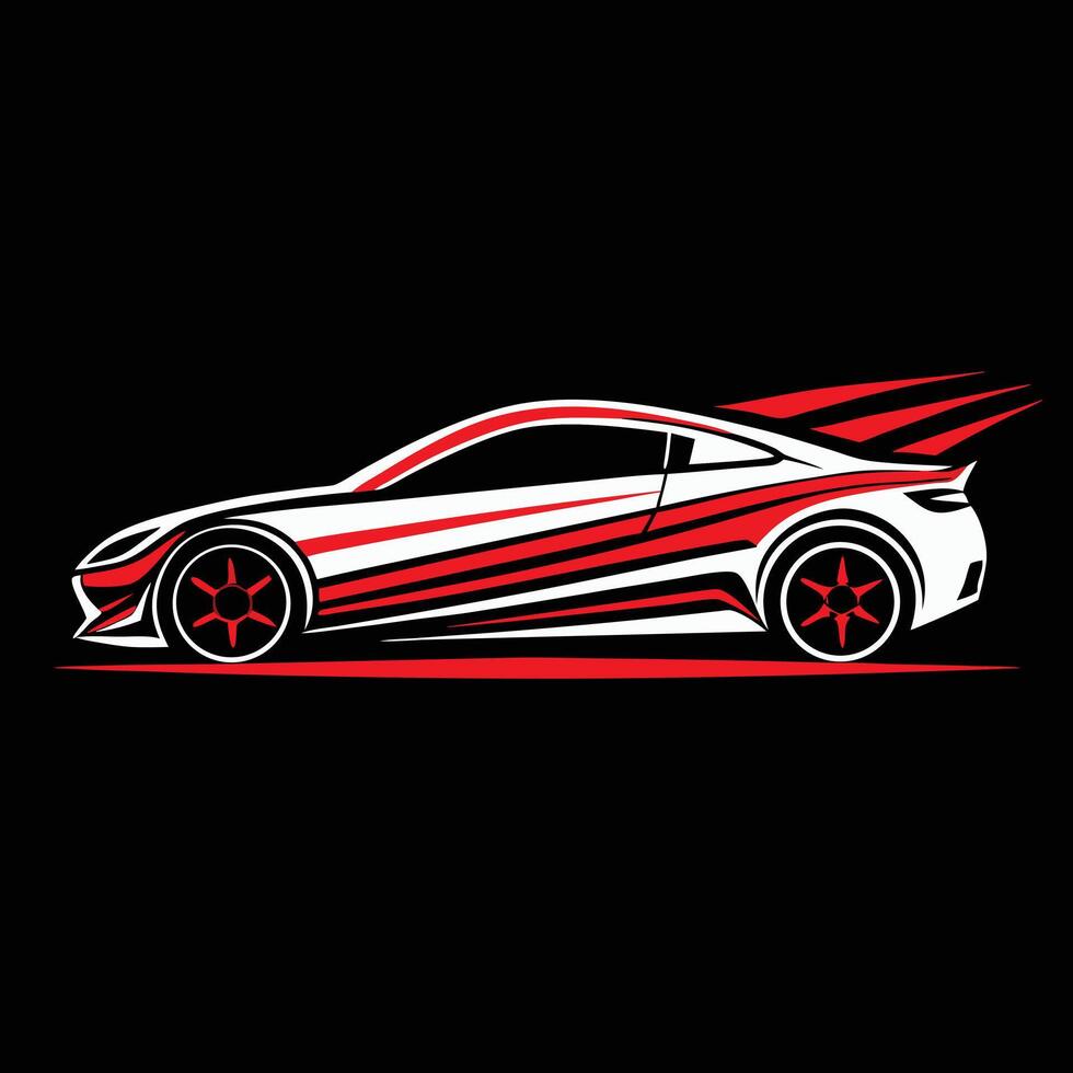 Sport Car Illustration With Red Stripes vector