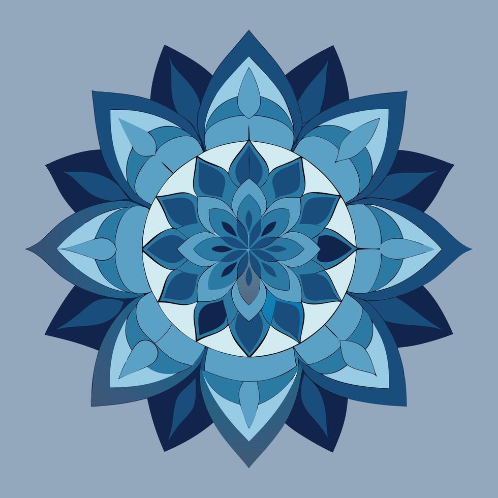 Blue Toned Floral Mandala Illustration Design vector