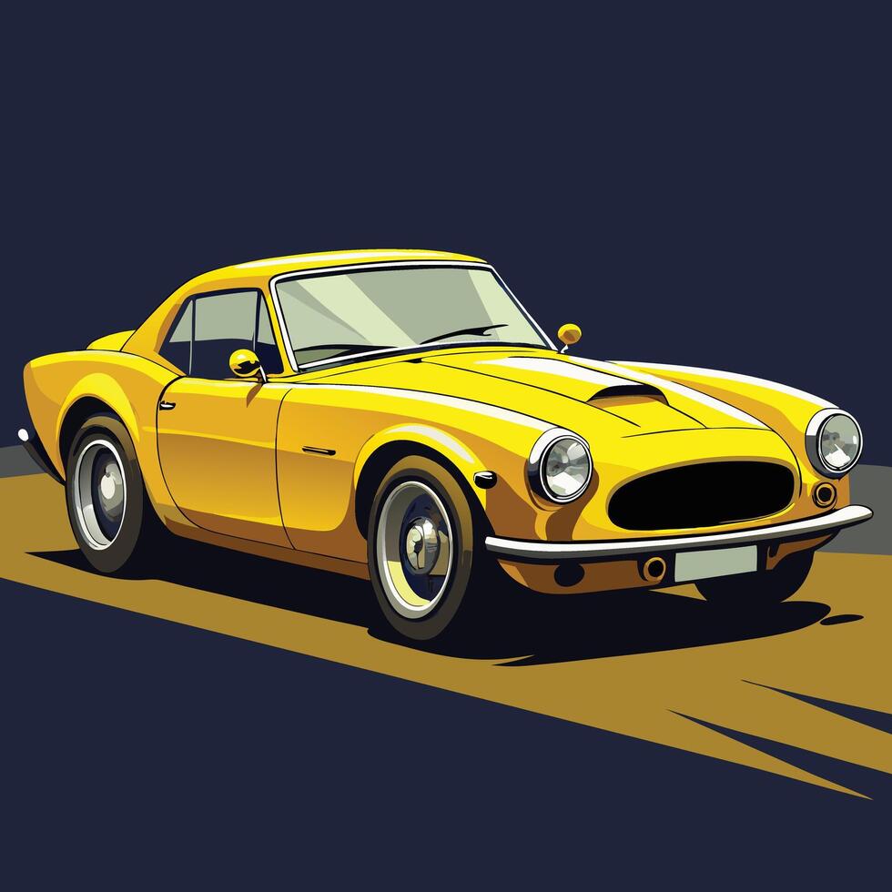 Elegant Yellow Vintage Sports Car Illustration vector