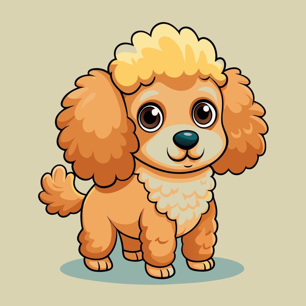 Cute Cartoon Poodle Dog Illustration vector