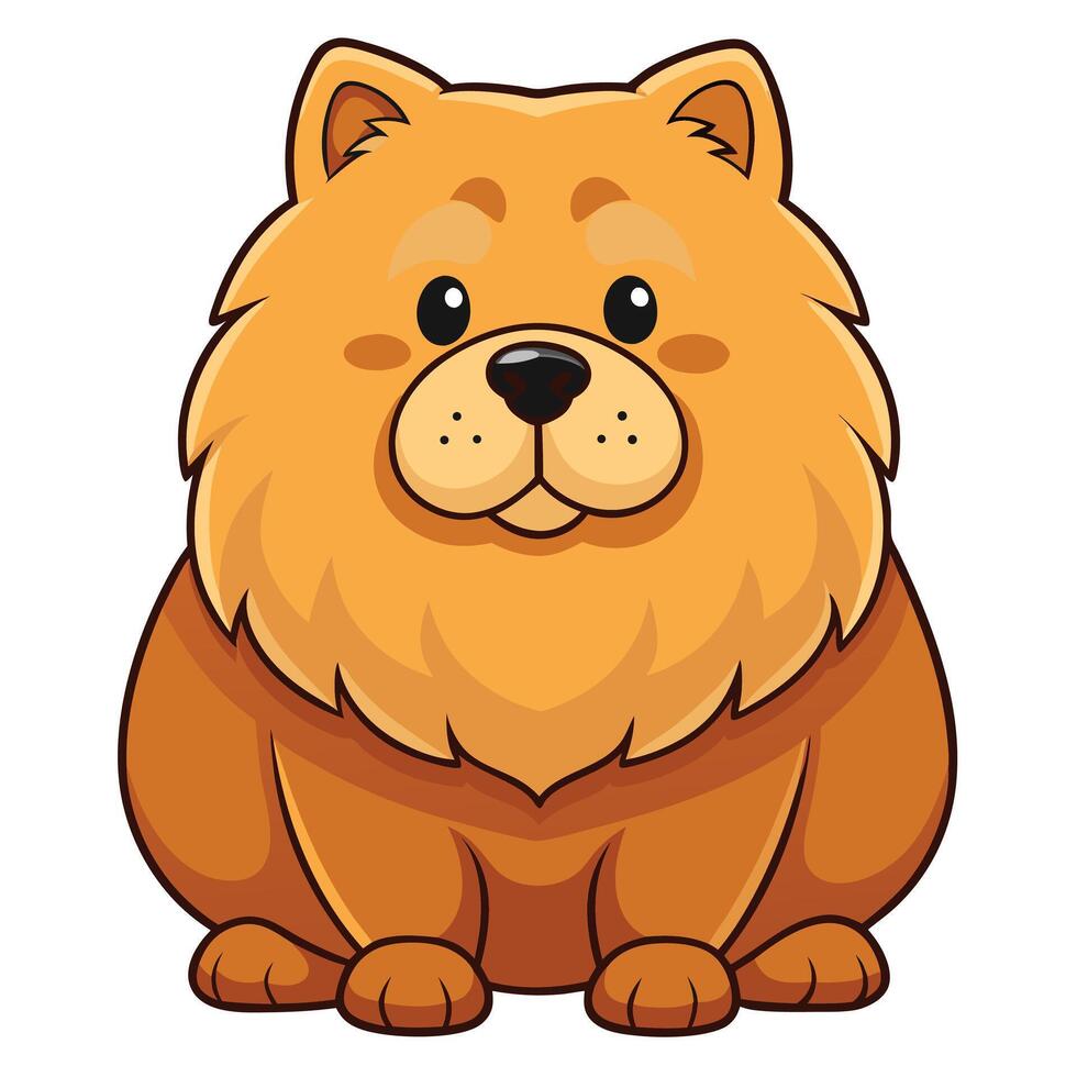 Cartoon Chow Chow Dog Sitting Isolated vector