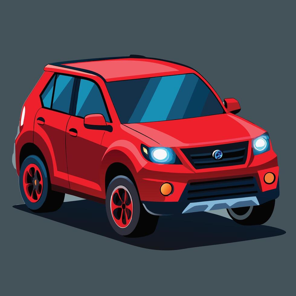 Red Cartoon Suv Isolated Illustration vector