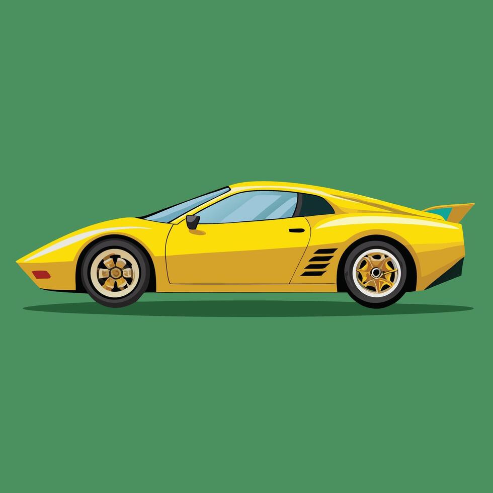 Yellow Sports Car Vehicle Automotive Illustration vector