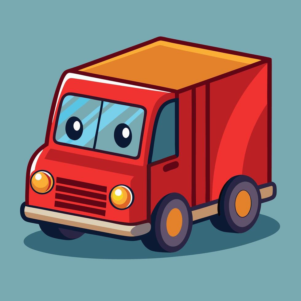 Cute Red Delivery Truck Cartoon vector