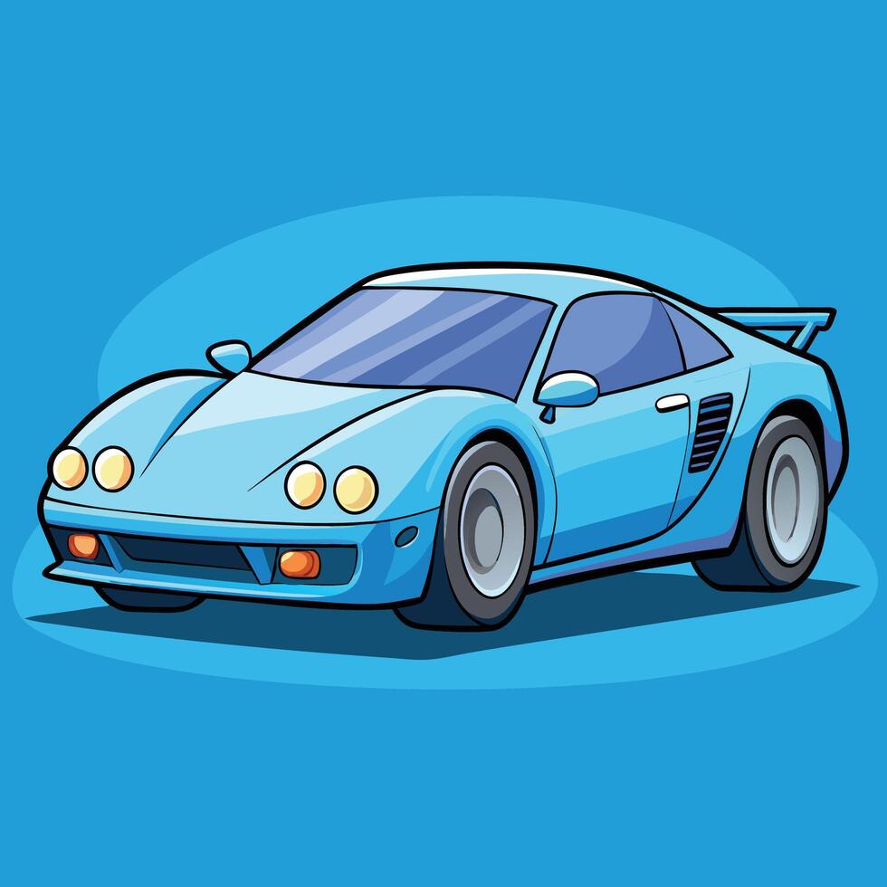 Cartoon Blue Sports Car Illustration Design vector